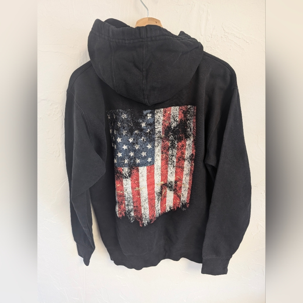 Black Hoodie with American Flag Design